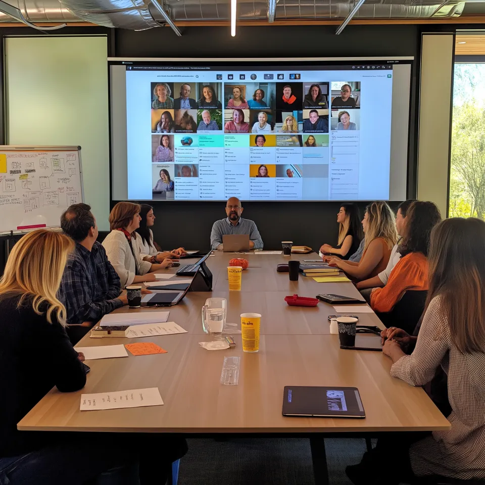 Profesionales presentando análisis sobre tendencias